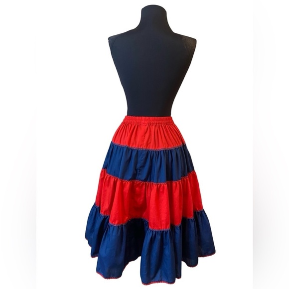 Vintage Red/Blue Striped Dancing Circle Skirt - Picture 3 of 14